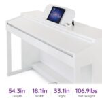 The ONE Digital Piano with Lighted-up Teaching Keys, Piano Keyboard 88 Keys with Hammer Action for Beginner/Professional, Full Size Weighted Keyboard with Piano Stand/3-Pedal Unit/APP, White - Image 6
