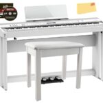 Roland FP-90X 88-Key Digital Piano White Bundle with Roland KSC-90 Stand, Roland KPD-90 Three Pedal Unit, Bench, Instructional DVD, Online Piano Lessons, and Austin Bazaar Polishing Cloth