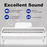The ONE Digital Piano with Lighted-up Teaching Keys, Piano Keyboard 88 Keys with Hammer Action for Beginner/Professional, Full Size Weighted Keyboard with Piano Stand/3-Pedal Unit/APP, White - Image 4