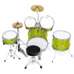 Ashthorpe 5-Piece Complete Junior Drum Set with Genuine Brass Cymbals - Advanced Beginner Kit with 16" Bass, Adjustable Throne, Cymbals, Hi-Hats, Pedals & Drumsticks - Green - Image 3