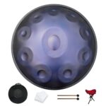 440hz Handpan Drum 10 notes 22inch "Purple Performer" in D Kurd Minor with handpan stand, handpan case, durable mallets and dust-free cloth